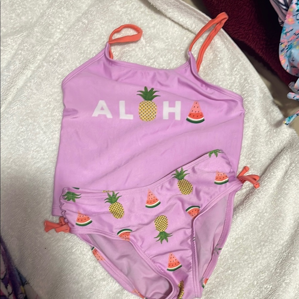 Cat & Jack Pink and Orange Bikini with Tropical Accents